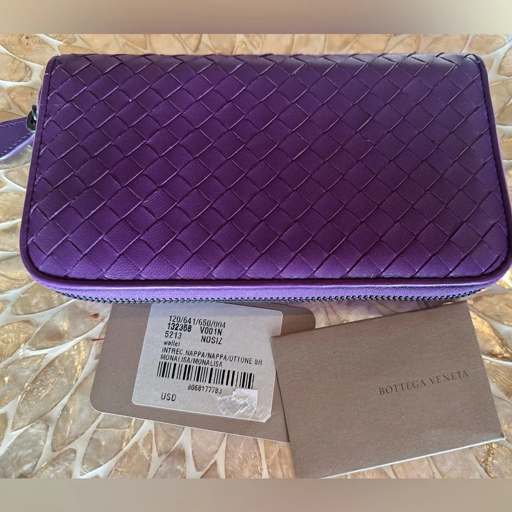 Bottega Veneta NWT Nappa Intrecciato Zip Around Wallet Aubergine - Picture 4 of 8